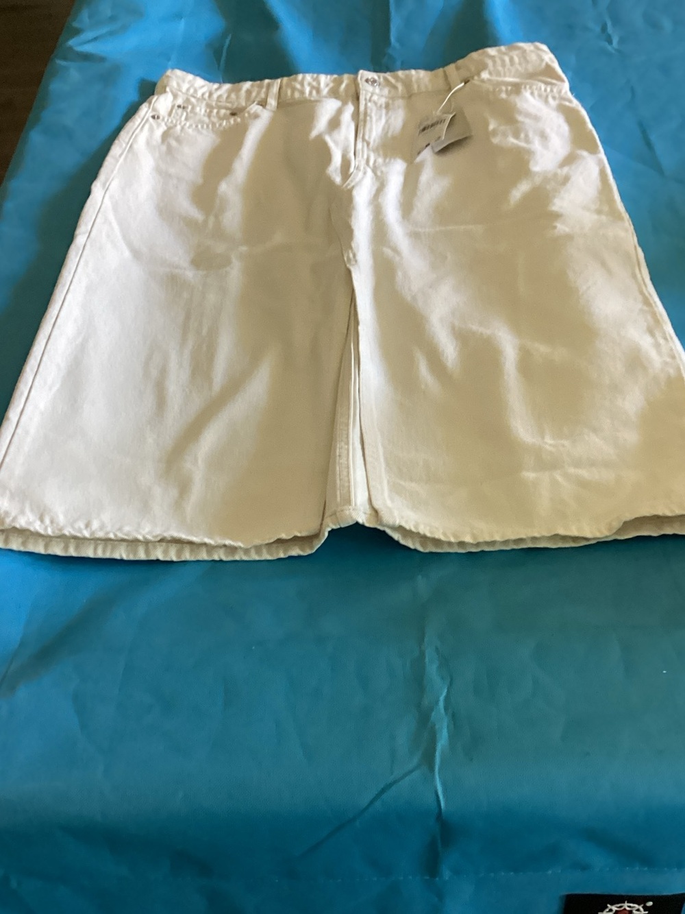 Mango Cream denim mini skirt